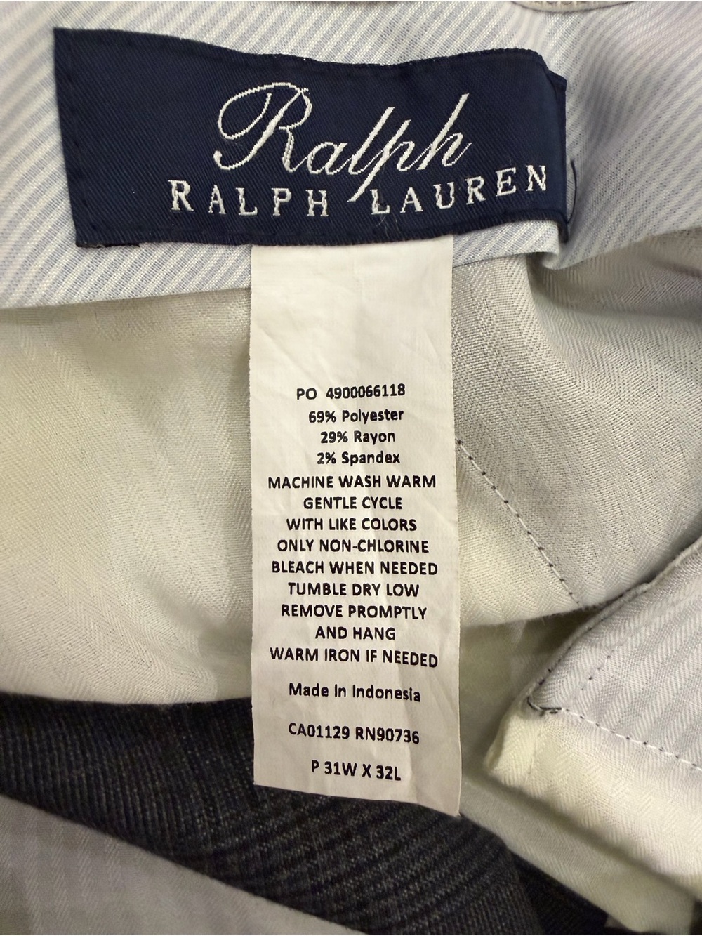 Ralph Lauren Men Ultra Flex Wool Trousers Dress Pants Grey 31Wx32L - Picture 5 of 5
